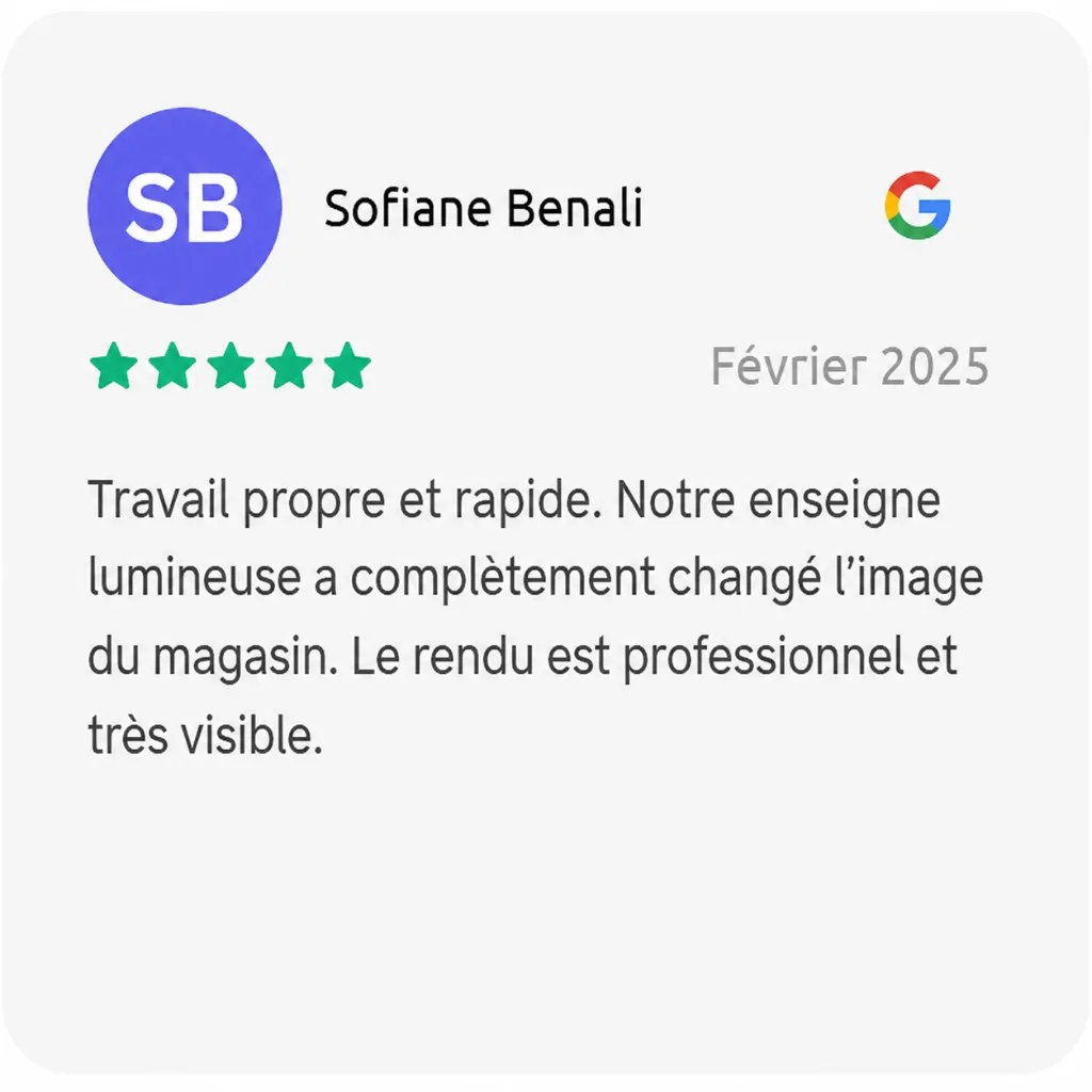 Avis Google — Sofiane Benali