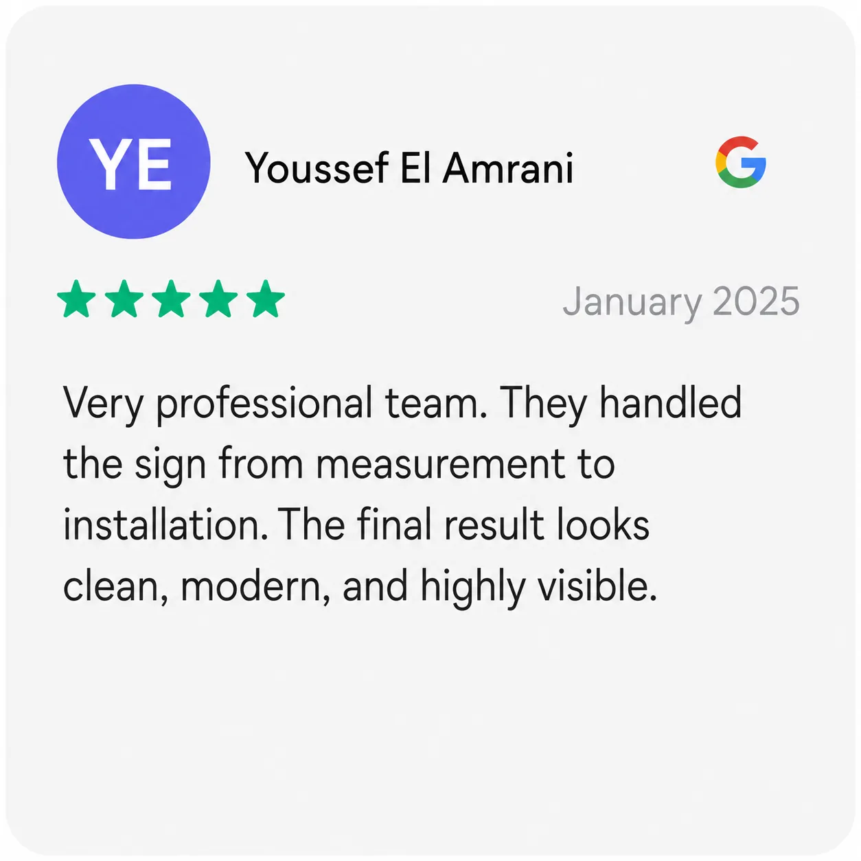 Avis Google — Youssef El Amrani