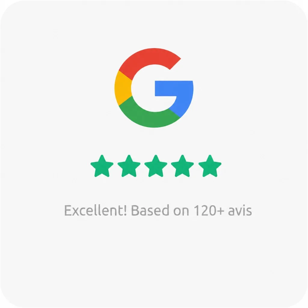 Note Google — Excellent, 120+ avis