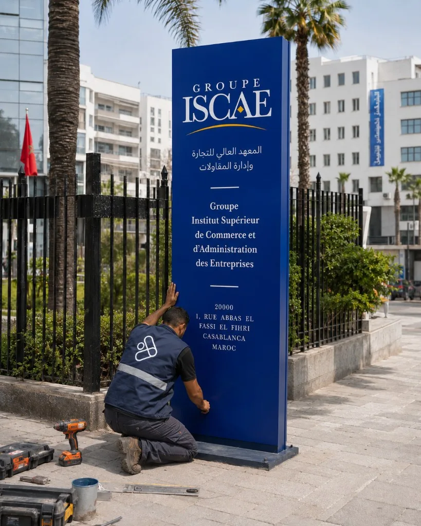 Installation d'un totem publicitaire sur site